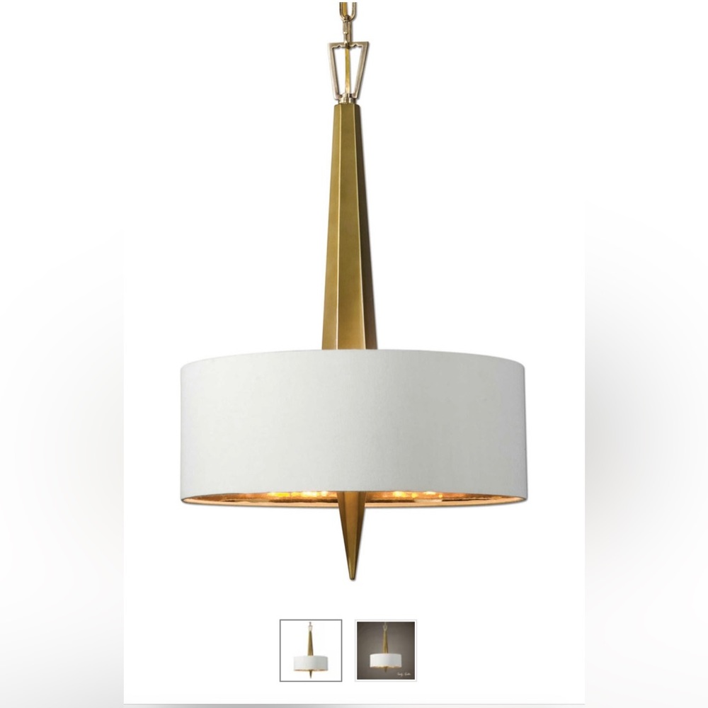UTTERMOST OBELISKA 3-Light Gold Chandelier *NIB*